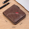 Men's Waxed Leather Bifold Wallet with All-Around Zipper