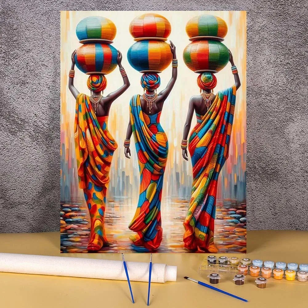 Adult Paint by Numbers Kit – African Women Portrait on Canvas