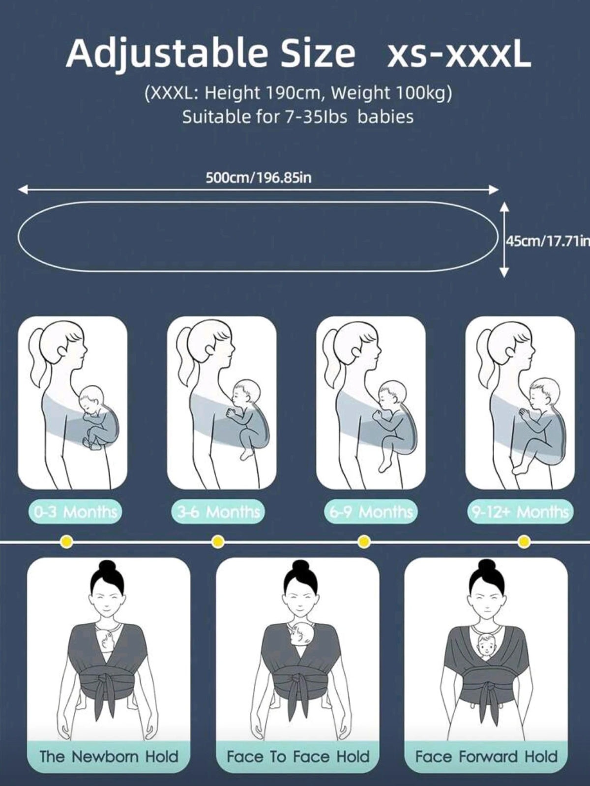 Knitted Fabric Baby Carrier for Front Carrying, Sleeping & On-the-Go Comfort