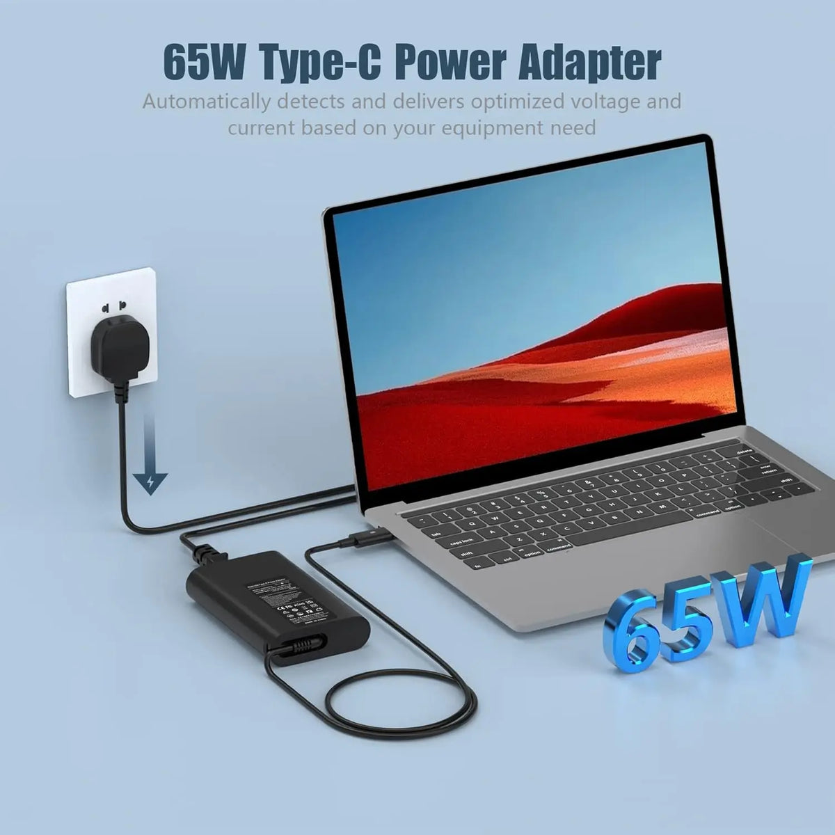 65W USB-C Laptop Charger for Dell Latitude, XPS, and Chromebook
