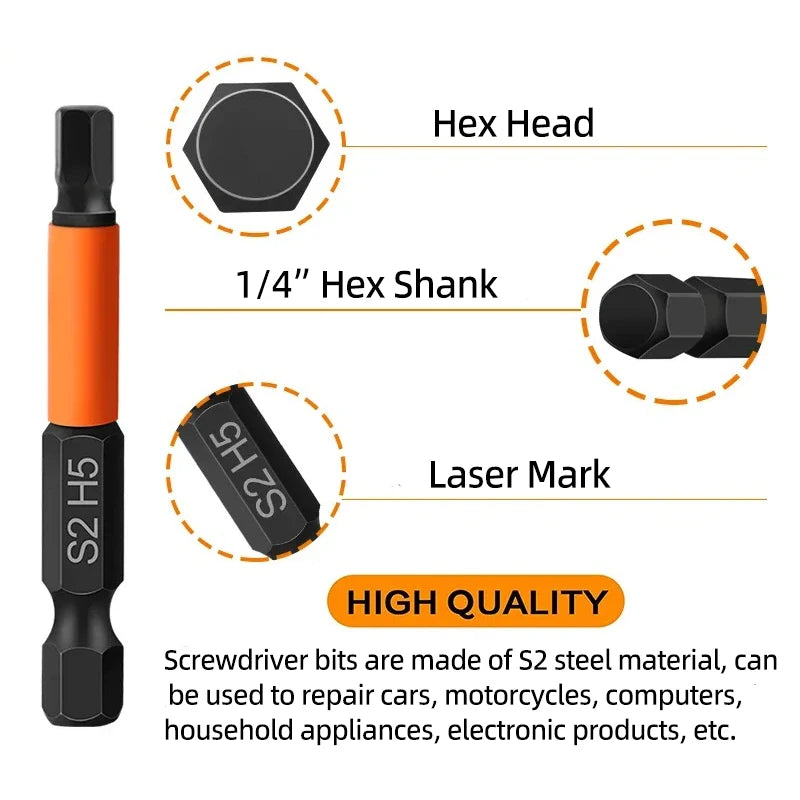 Magnetic Hex Allen Wrench Drill Bit Set (Metric & SAE, 1/4-Inch Shank)