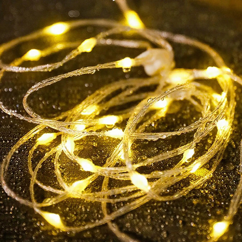 Retractable USB String Lights with Built-in Battery & Hook