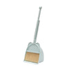 A silver kids broom and dustpan set with an adjustable mop.