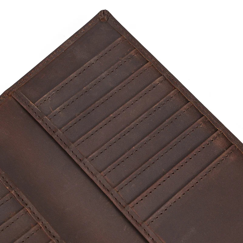 Vintage Leather Bifold Wallet with Metal Chain