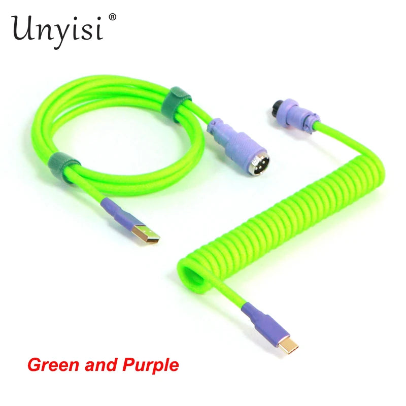 Handcrafted Coiled USB-A to Type-C Cable for Mechanical Keyboards