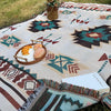 Oversized Aztec Boho Throw Blanket with Fringe