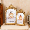 European Retro Arch Photo Frame with Golden Lace Design