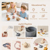 A set of bear silicone pretend play teapots and cups for toddlers, demonstrating educational and sensory play.