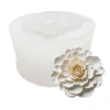 A white silicone mold shaped like a fully bloomed rose for crafting candles, soap, and resin.