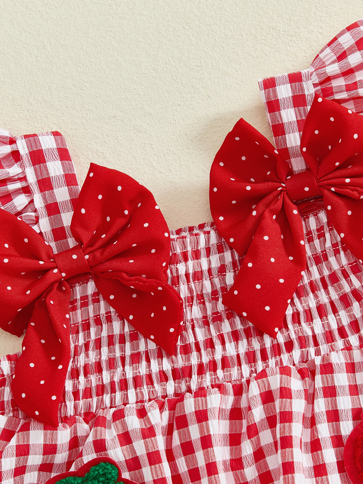 Strawberry Embroidered Plaid Tank Top and Shorts Set for Toddler Girls