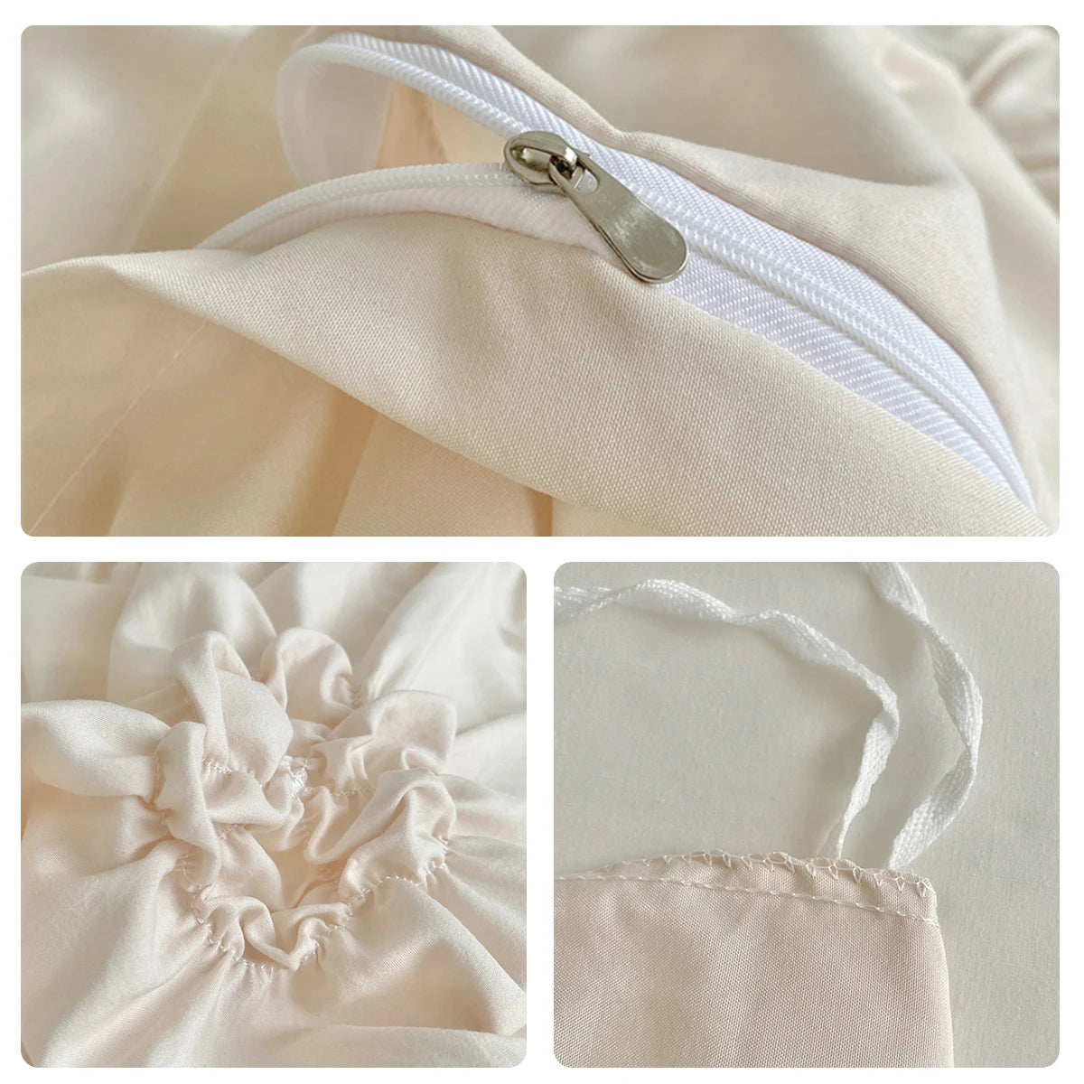 Beige Three-Dimensional Floral Duvet Cover Set