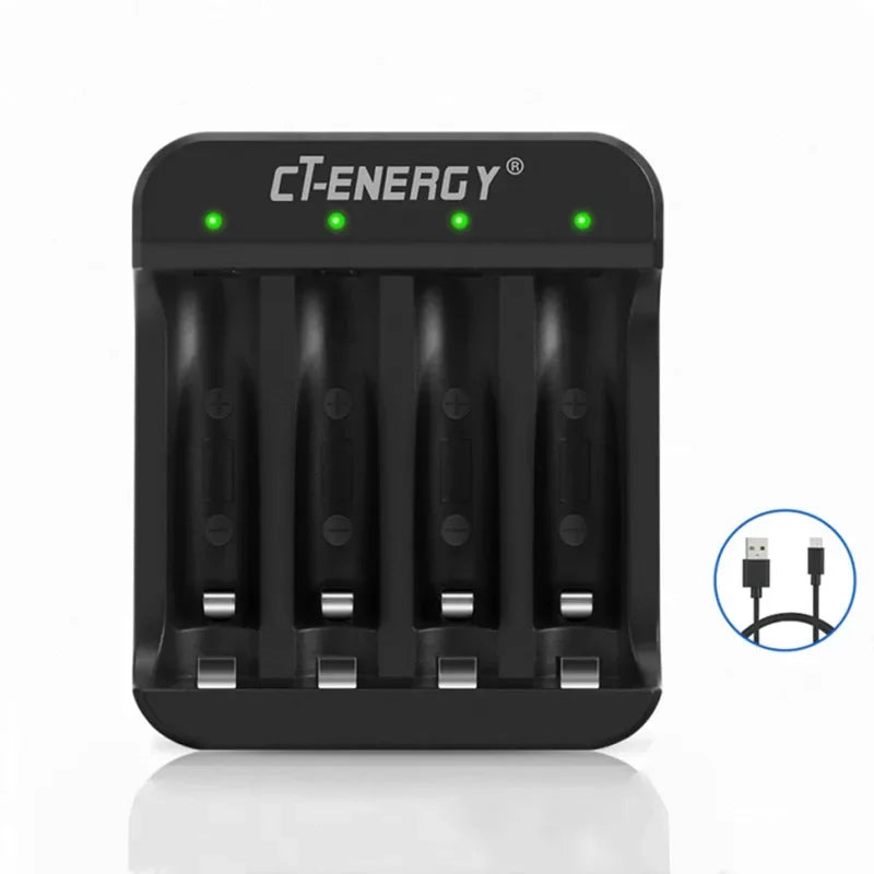 4-Slot Fast Charger for AA/AAA Lithium Batteries with LED Indicator