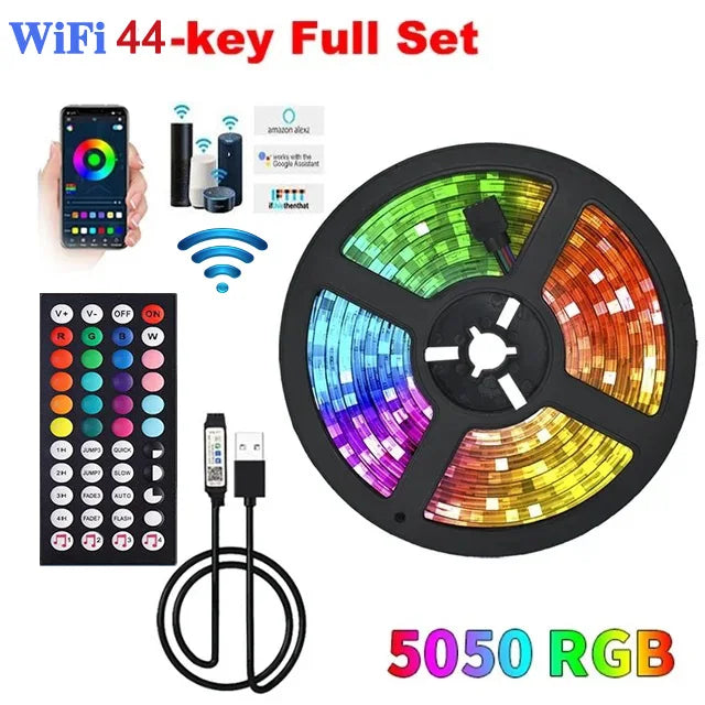 USB-Powered RGB LED Strip Lights with App & Remote Control
