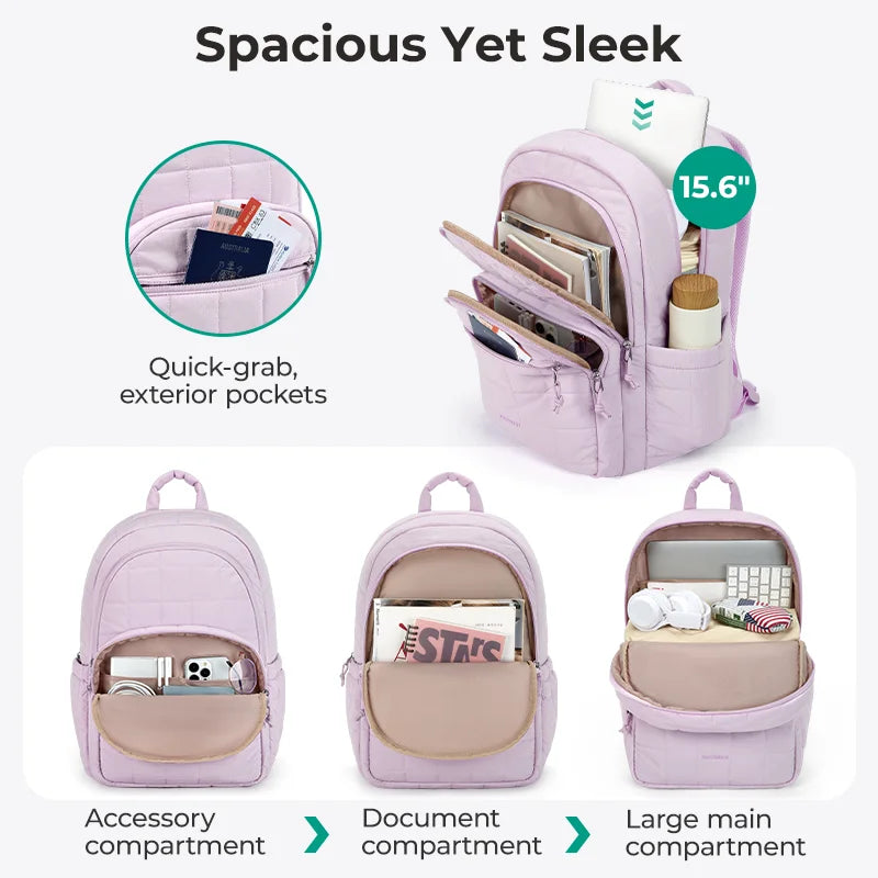 Quilted Casual Daypack with Padded Laptop Compartment