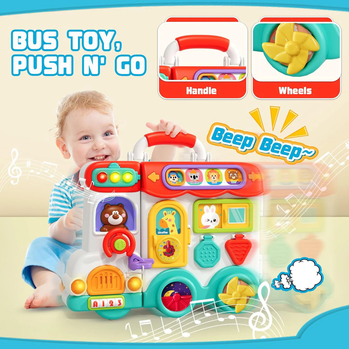 Montessori Busy Board with 54 Interactive Activities for Toddlers