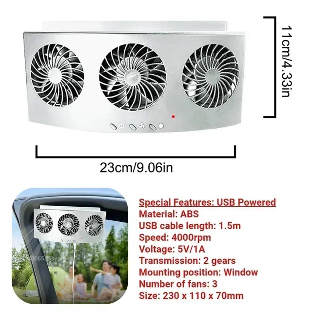 Solar-Powered Car Ventilation Fan with Rechargeable Battery