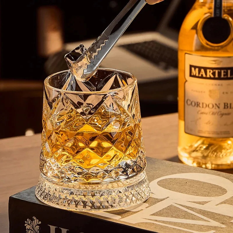 Rotating Crystal Whisky Glass