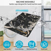 Black waterproof barber cape being washed under running water for hand or machine cleaning