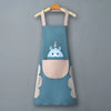 A light blue waterproof kitchen apron with a pink bib and gray accents, featuring a cute elephant design.
