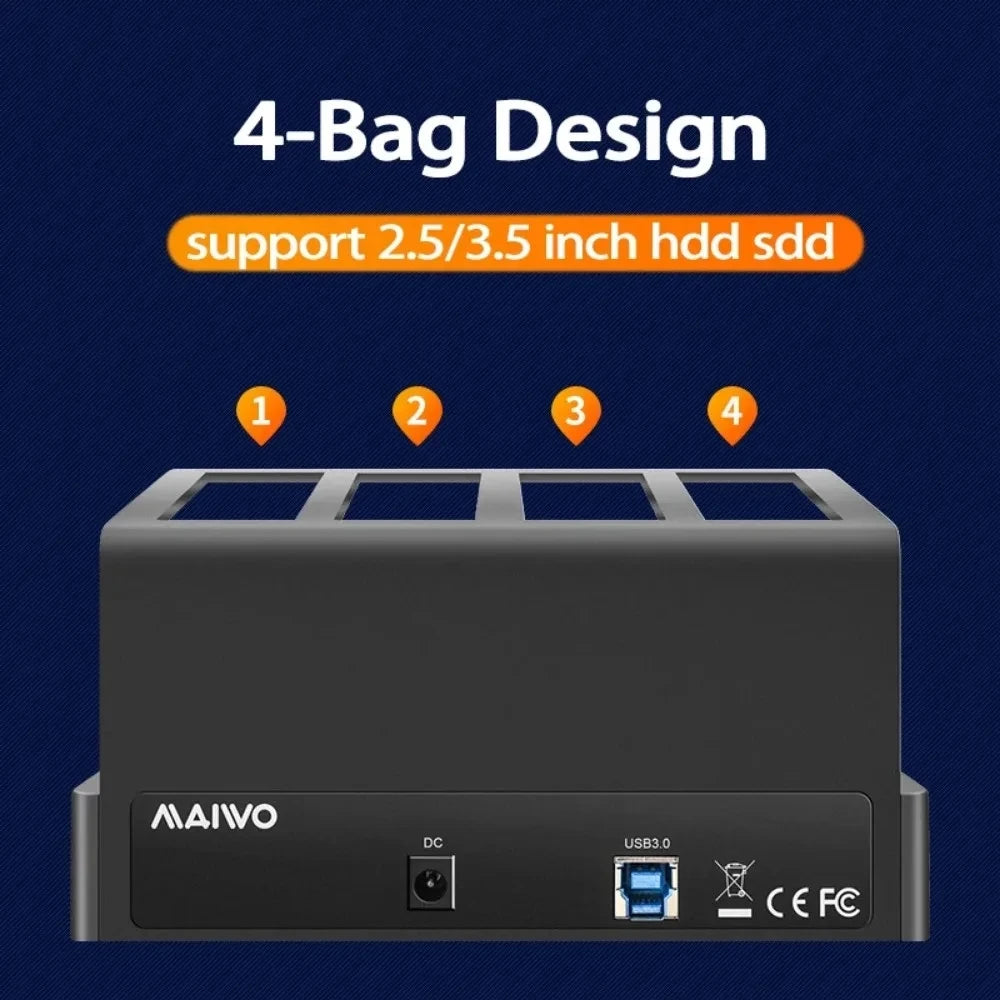 4-Bay USB 3.0 Hard Drive Docking Station for 2.5/3.5" SATA HDD & SSD
