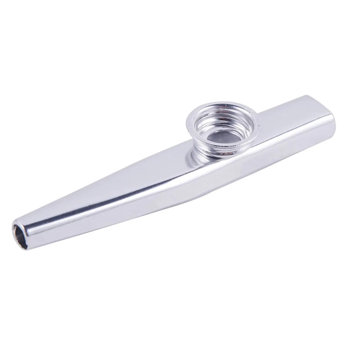 Silver aluminum kazoo with membrane diaphragm