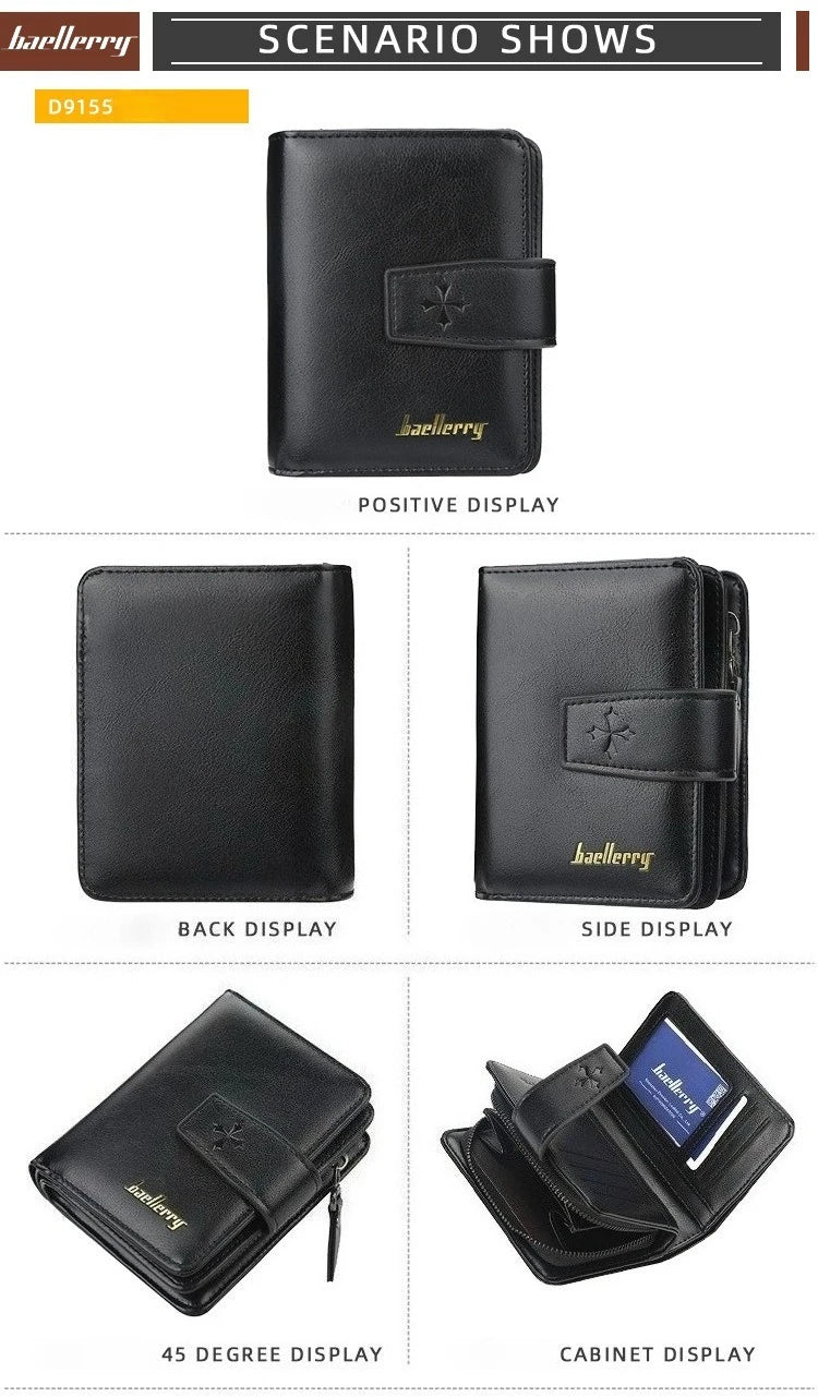 Vintage PU Leather Zipper Wallet for Men
