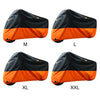 Quatre housses de protection moto pluie et soleil, tailles M, L, XL et XXL, vue de côté.