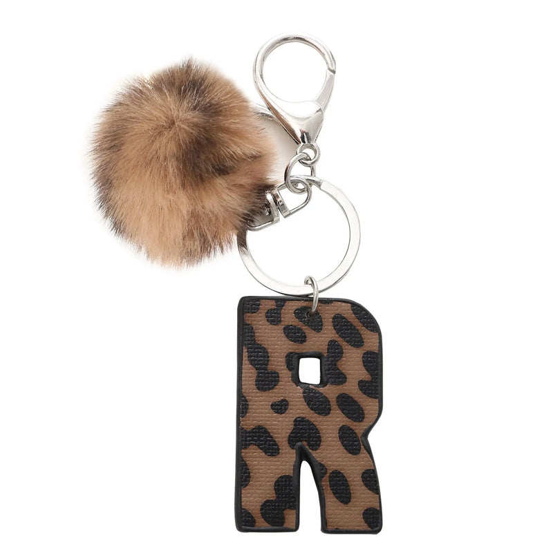 Leopard Print Letter Keychain