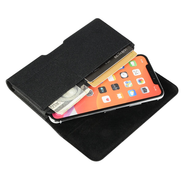 Universal Nylon Phone Pouch with Card Slots and Belt Clip