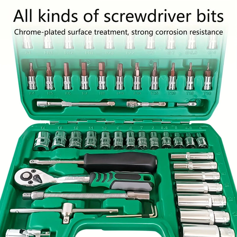 53-Piece Professional Mechanic's Tool Kit with Quick Ratchet