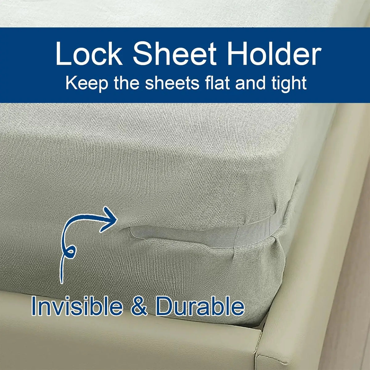 Bedsheet Corner Tightener Clips with Heavy-Duty Mattress Straps