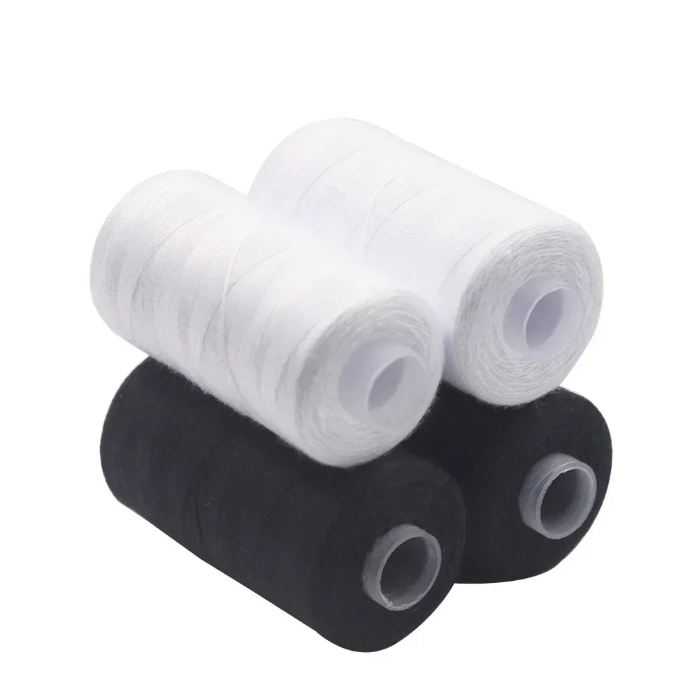 Premium Polyester Sewing Thread Set - 2 Spools of 500M in Black and White