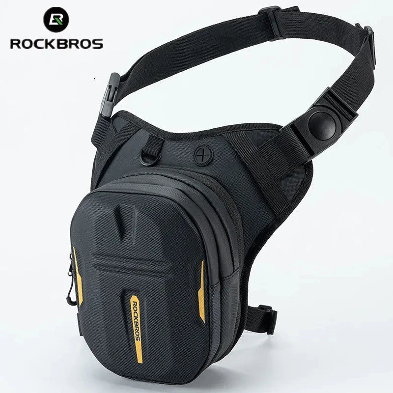 Black Rockbros waterproof motorcycle hip pack with a padded strap and storage compartment