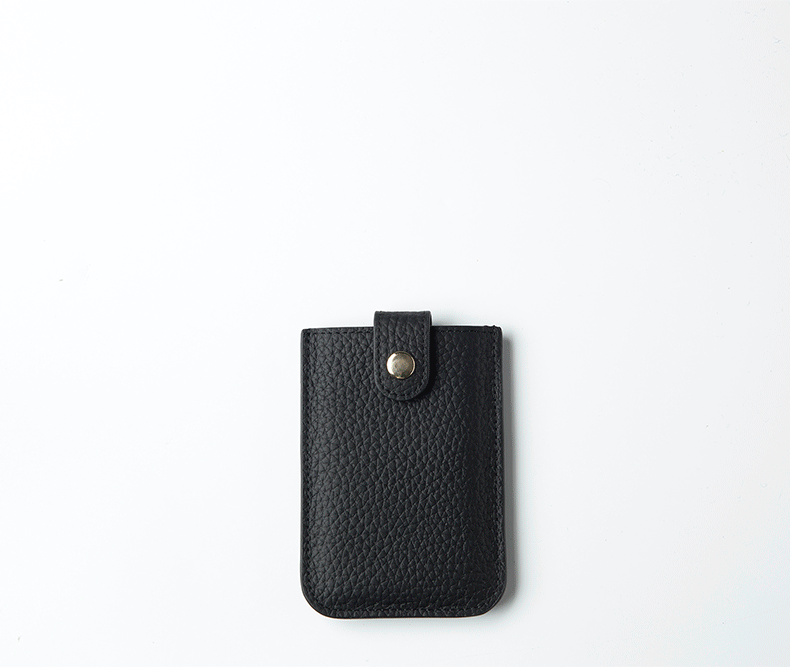 Slim Leather Card Holder with Quick-Access Pull Tab