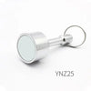 Silver neodymium magnet keychain with a round disc and detachable circular clasp.