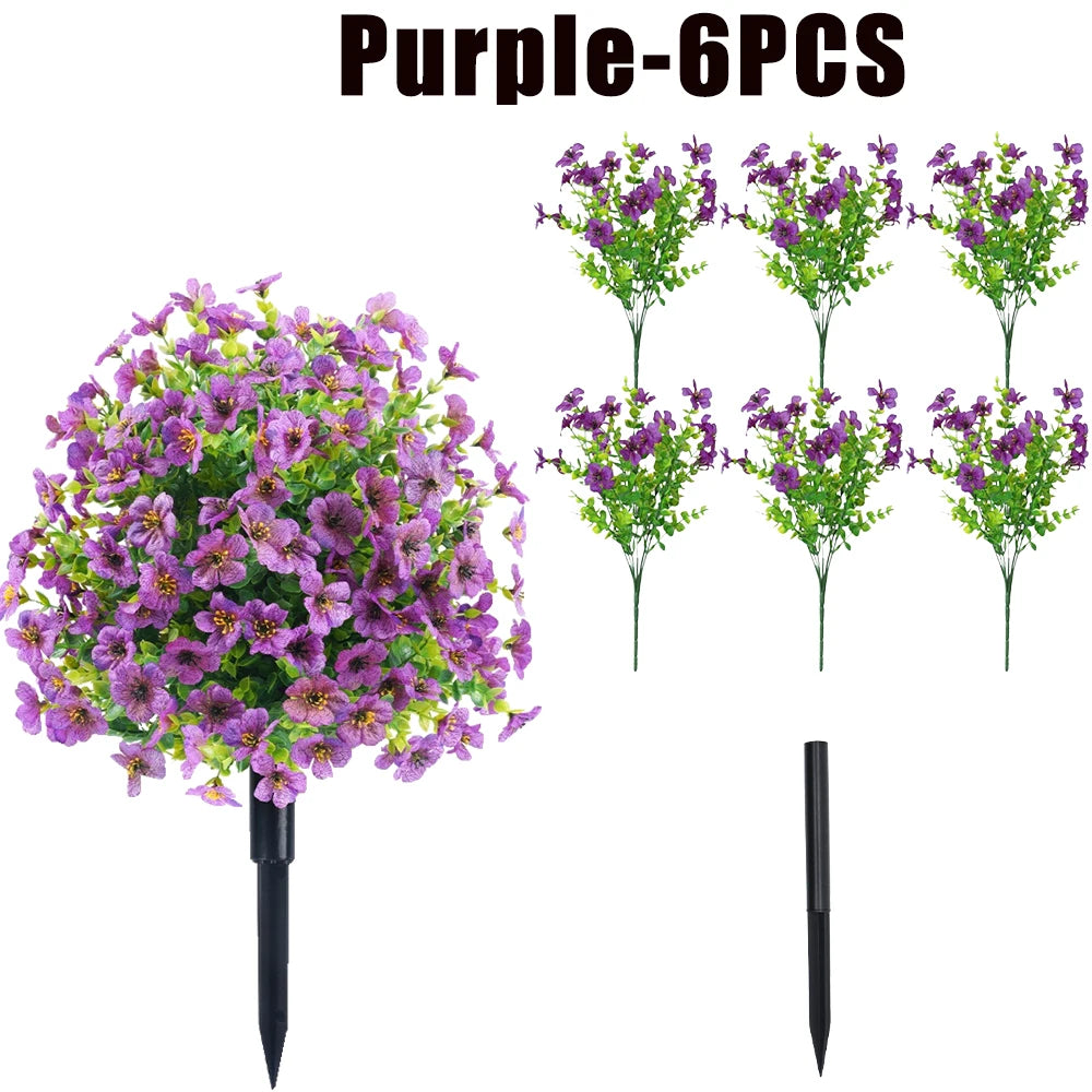 Purple 6-piece faux orchid branches for indoor and outdoor decor