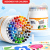 A set of silky crayon twist-up crayons with a white container and a yellow star, demonstrating they wash clean and are design