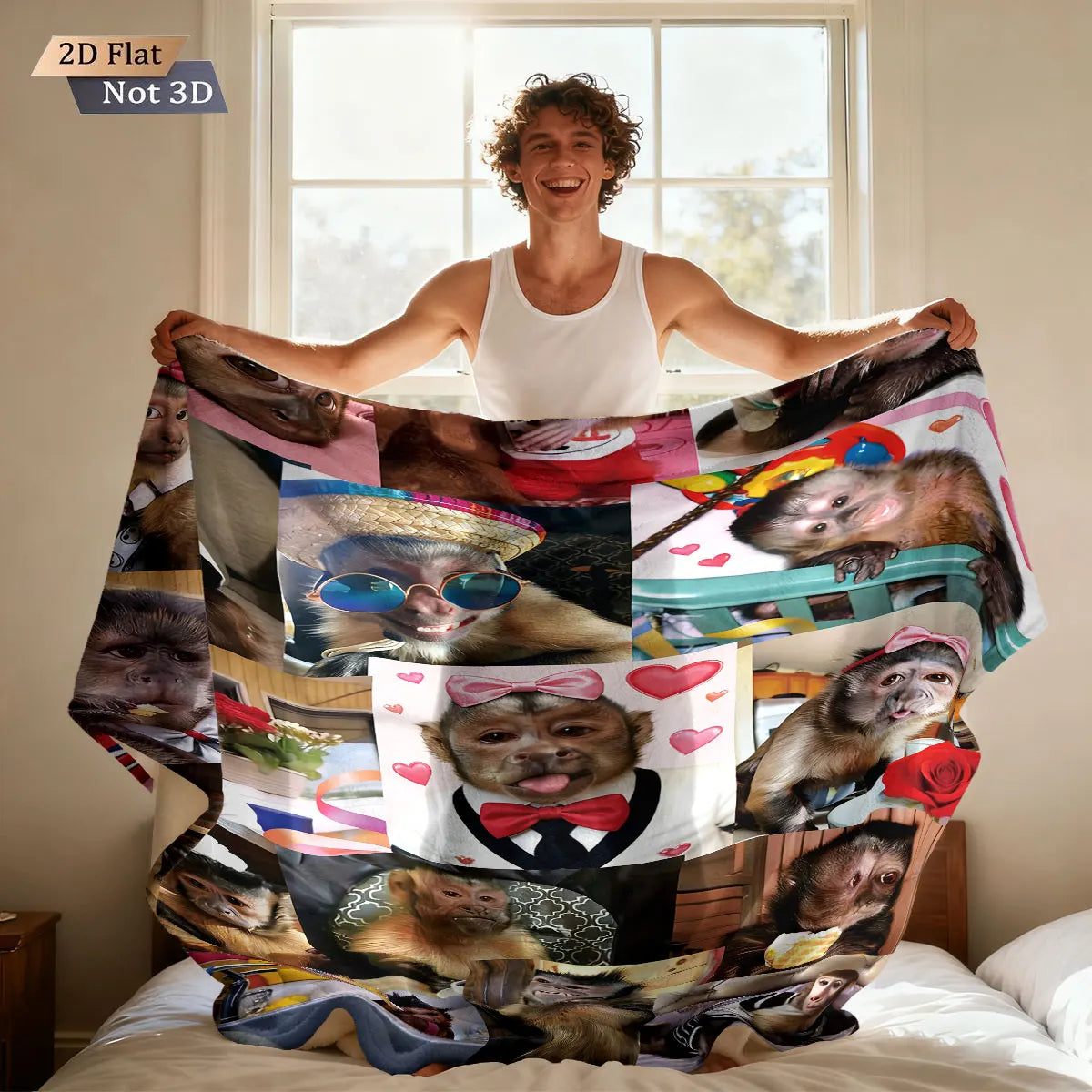 Funny Monkey Print Flannel Blanket – Soft & Cozy Throw