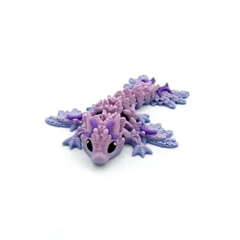 A set of six articulated mini dragons in purple and lavender for Easter and decor.