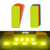 A set of high-visibility reflective strip stickers for car safety, showing various patterns and colors.