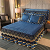 Crystal Velvet Gold Lace Bed Skirt with Anti-Slip Base