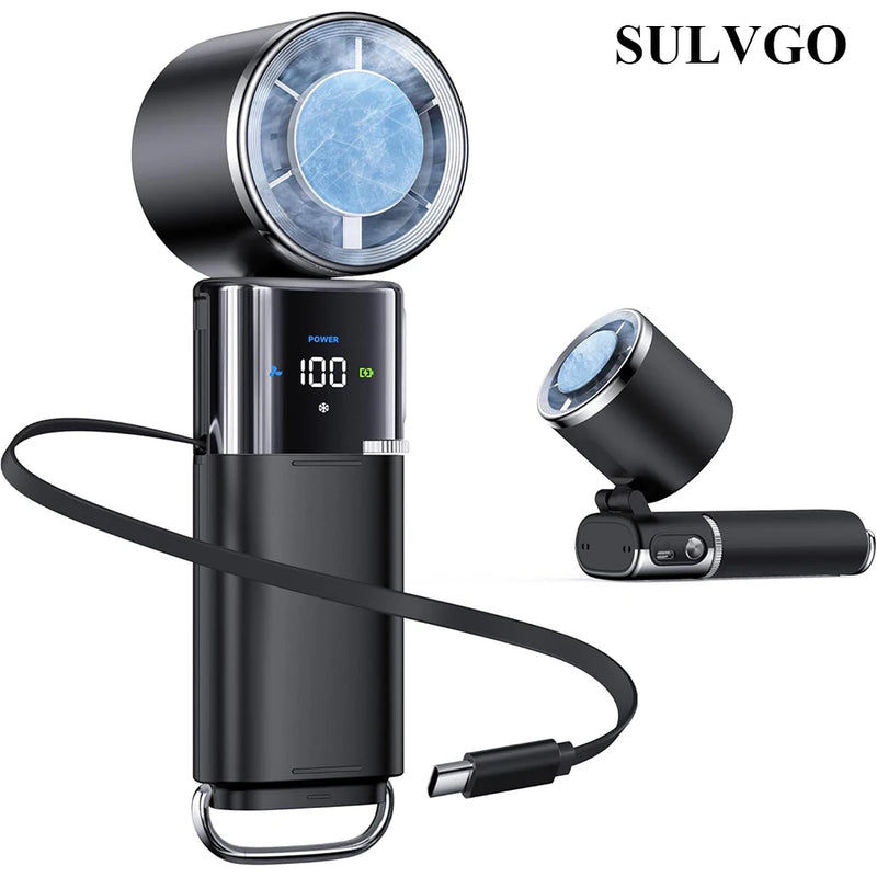Portable Ice-Cooling Handheld Fan with Flexible Neck