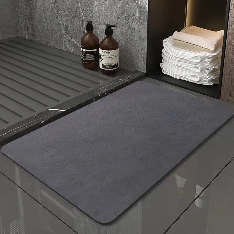 Ultra-Absorbent Diatomite Bath Mat with Non-Slip Rubber Base