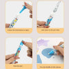 Instructions show how to open, fill, twist, and doodle on a reusable water drawing mat with magic pens.