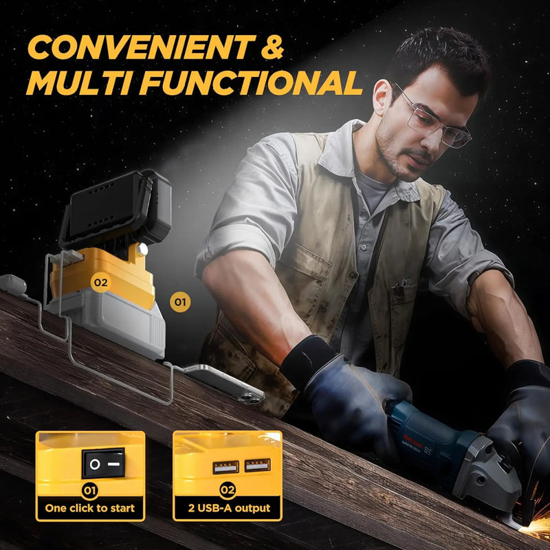 18V Cordless LED Work Light with Dual USB Charging
