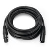 Cable de audio profesional negro de 3 pines XLR enrollado y terminado con conectores.