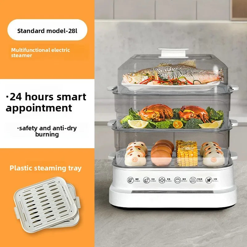 Multi-Layer Electric Food Steamer with Timer