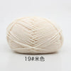 A ball of cream colored 19# yarn for knitting and crochet