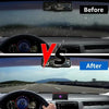 Before and after comparison of a car dehumidifier bag showing improved visibility and humidity control.