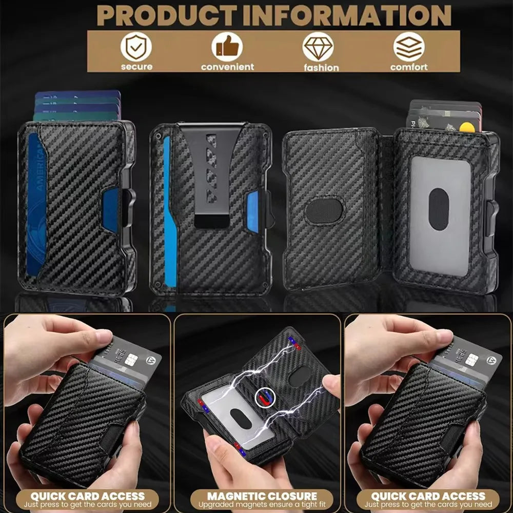 Slim RFID-Blocking Pop-Up Card Wallet with Money Clip